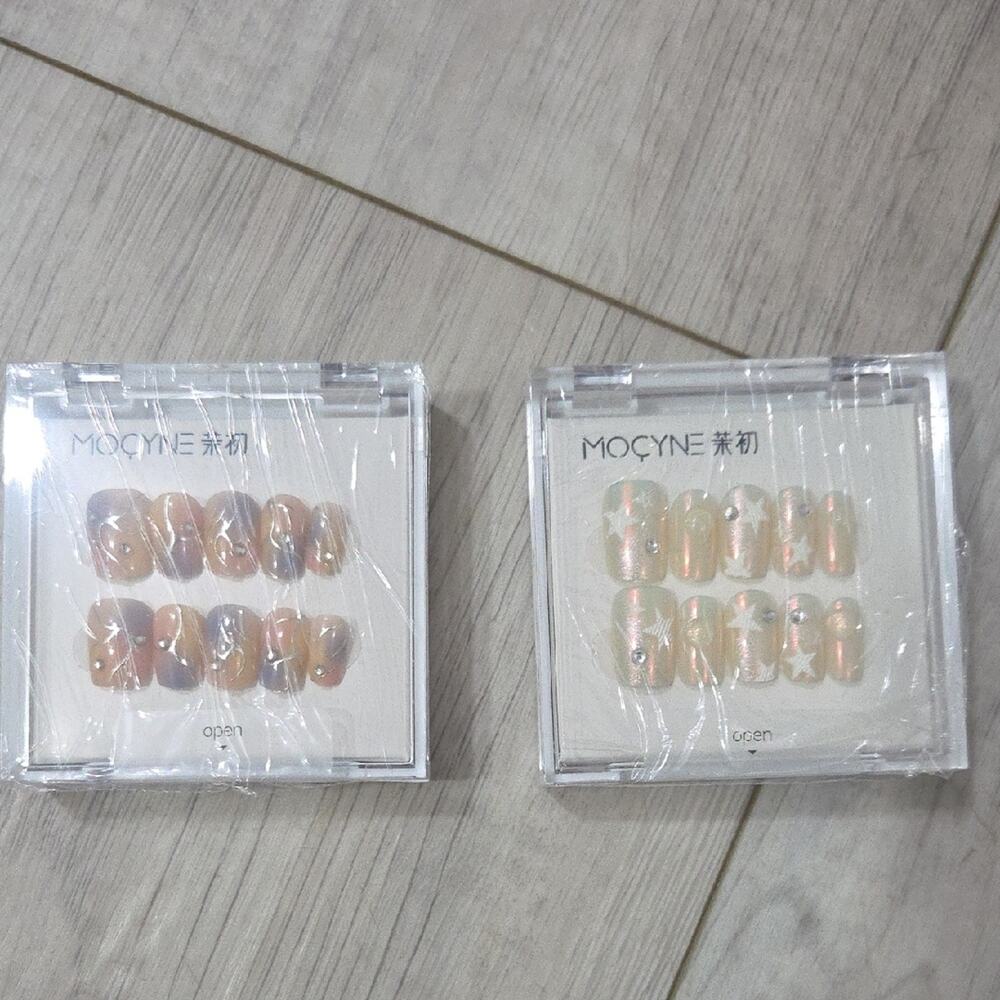 MOCYNE Press-On Nail Set with Pink Pearl Finish (Two Packs)